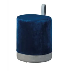 Pouff Secchiello con Maniglia Sgabello da Seduta e Poggiapiedi Blu