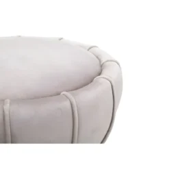 Pouf Imbottito in Velluto Grigio Oro da Soggiorno Camera da Letto