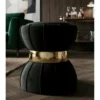 Pouf Imbottito in Velluto Nero Oro da Soggiorno Camera da Letto