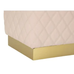 Pouf Imbottito Similpelle Trapuntata Rosa Oro Salotto Camera da Letto