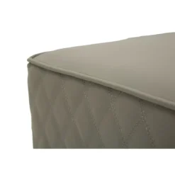 Pouf Imbottito Similpelle Trapuntata Grigio Oro Salotto Camera da Letto