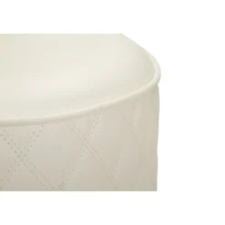 Pouf Imbottito Similpelle Trapuntata Bianco Oro Salotto Camera da Letto