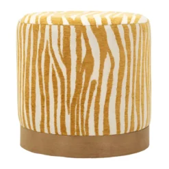 Pouf in Spugna Zebrato Senape Marrone da Soggiorno Camera da Letto
