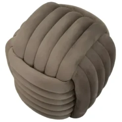 Pouf in Velluto Grigio Quadrato Elegante per Salotto Camera da Letto