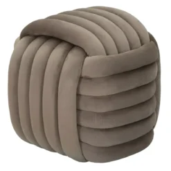 Pouf in Velluto Grigio Quadrato Elegante per Salotto Camera da Letto