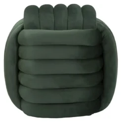 Pouf in Velluto Verde Quadrato Elegante per Salotto Camera da Letto