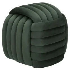 Pouf in Velluto Verde Quadrato Elegante per Salotto Camera da Letto