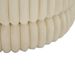 Pouf Letto Divano Bianco Rotondo Imbottito Mdf Poliestere Morbido