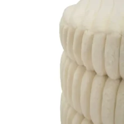 Pouf Letto Divano Bianco Rotondo Imbottito Mdf Poliestere Morbido