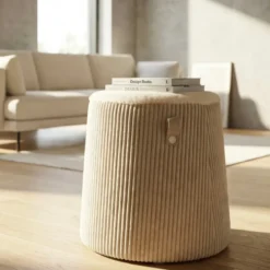 Pouf Moderno Cono Bianco Imbottito 41x41x45 cm Salone Camera