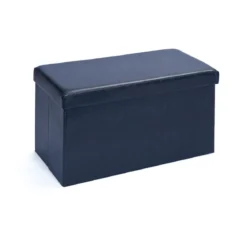 Pouf Nero Contenitore Grande Pouff Puf Ecopelle Rettangolare Poggiapiedi Divano