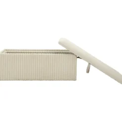 Pouf Panca Contenitore Bianco Imbottito Mdf Poliestere Camera da Letto