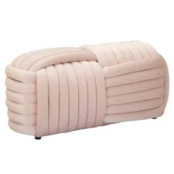 Pouf Panca Velluto Rosa Rettangolare Elegante Salotto Camera da Letto