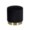 Pouf Poggiapiedi Rotondo da Salotto in Velluto Nero base oro