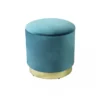 Pouf Poggiapiedi Rotondo da Salotto in Velluto Verde base oro