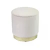 Pouf Poggiapiedi Rotondo in Velluto Beige base oro