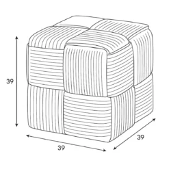 Pouf Quadrato 39x39x39 cm in Tessuto Effetto Intrecciato Mattone