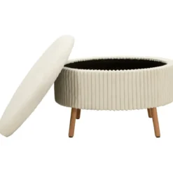 Pouf Rotondo Bianco 83x83 cm Imbottito Morbido per Soggiorno Relax