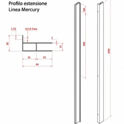 Profilo di Compensazione 190 cm per Box Doccia Cristallo 6 mm