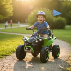 Quad Elettrico per Bambini 24V Verde ATV Safari Telecomando MP3