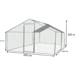 Recinto per Animali in Acciaio Zincato 2x3 m Pollaio con Telo 6 m2