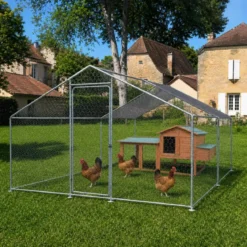Recinto per Animali in Acciaio Zincato 2x3 m Pollaio con Telo 6 m2