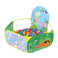Recinto Pop-up per Bambini Richiudibile con Canestro e Palline Colorate