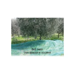 Rete per Raccolta Olive 8x8 mt con Spacco Occhielli Telo Antispina Polietilene