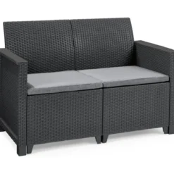 Salottino da Esterno 4 Posti in Resina Effetto Rattan con Tavolino