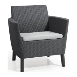 Salottino da Esterno 4 Posti Rattan Grafite con Tavolino Contenitore