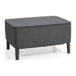 Salottino da Esterno 4 Posti Rattan Grafite con Tavolino Contenitore
