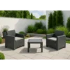 Salottino da Giardino 3 Pezzi in Resina Antracite con Cuscini Grigi