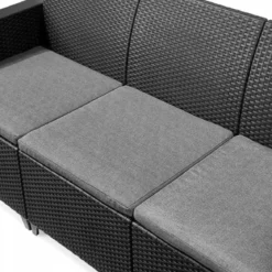 Salottino da Giardino 5 Posti Rattan Grafite con Tavolino Salvaspazio