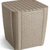 Salottino da Giardino 2 Posti Sabbia con Tavolino Contenitore Rattan