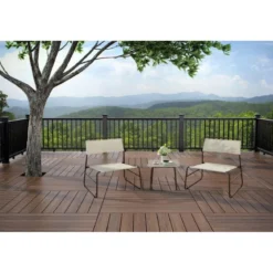 Salottino Elegante Set con Tavolo e 2 Poltrone per Giardino in Acciaio