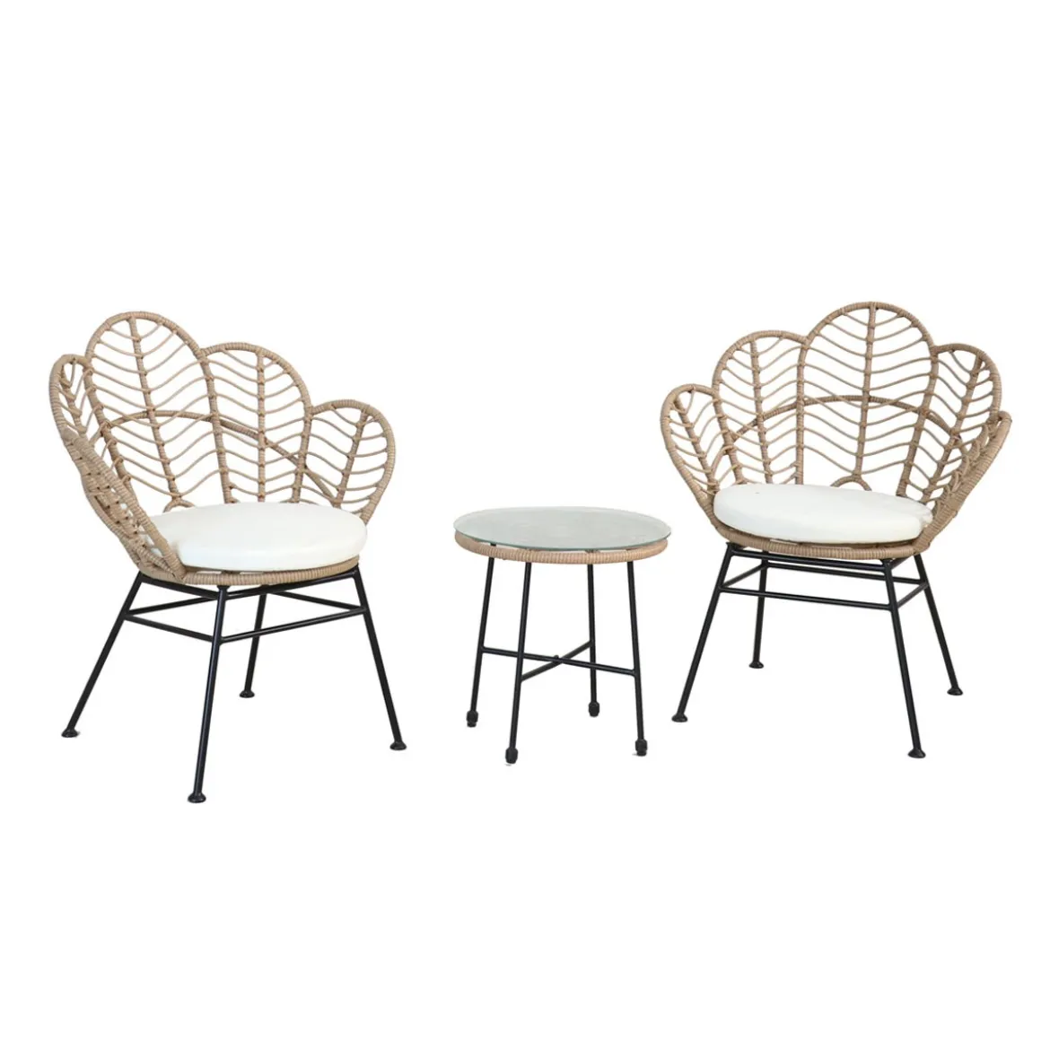 Salotto da Esterno Beige 2 Poltrone Tavolino Terrazzo