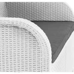 Salotto da Esterno Effetto Rattan Bianco Lounge Divano con Cuscini