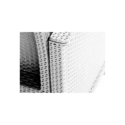 Salotto da Esterno Effetto Rattan Bianco Lounge Divano con Cuscini