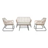 Salotto Esterno Set Beige Divano 2 Poltrone Tavolino Basso Giardino