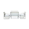 Salotto Esterno Set Beige Polyrattan Divano 2 Poltrone Tavolino Basso Giardino