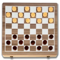 Scacchiera Magnetica Pieghevole 2 in 1 Portatile in Legno con Dama