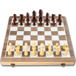 Scacchiera Magnetica Pieghevole 2 in 1 Portatile in Legno con Dama
