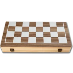 Scacchiera Magnetica Pieghevole 2 in 1 Portatile in Legno con Dama