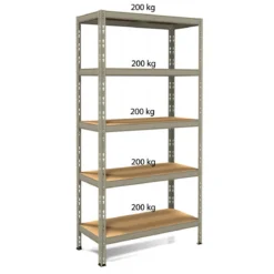 Scaffalatura in Metallo 5 Ripiani Legno 90x40 Modulare Scaffali Rinforzati
