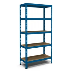Scaffalatura in Metallo Scaffale Blu ad Incastro 180 cm con 5 Ripiani