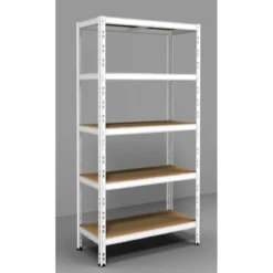 Scaffalatura in Metallo Scaffale ad Incastro 180 cm con 5 Ripiani Bianco