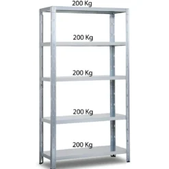 Scaffalatura Modulare 120x50 in Metallo 5 Scaffali Ripiani Rinforzati