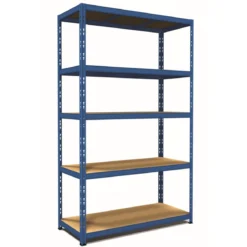 Scaffale ad Incastro in Metallo con 5 Ripiani 200 cm Scaffalatura Blu