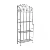 Scaffale in Metallo Antico 4 Ripiani Verniciato Bianco 60x31x158 cm