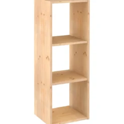 Scaffale Libreria Cubo 3 Piani Componibile in Legno Pino 36x33x107 cm